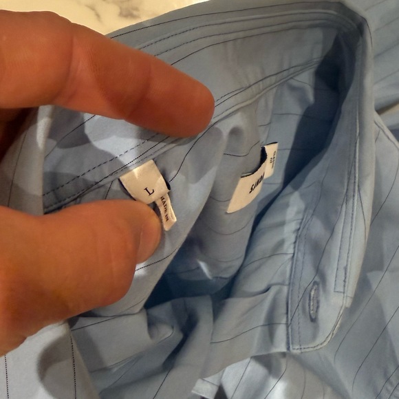 Sandro Classic Fit Blue Pinstriped Shirt 
Size L (fits like a medium) - Picture 9 of 11